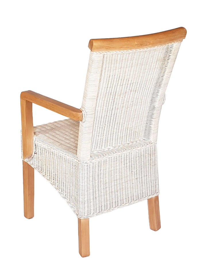 Esszimmer Stühle mit Armlehnen PERTH - Korbstühle - Rattan - 4er-Set weiß
