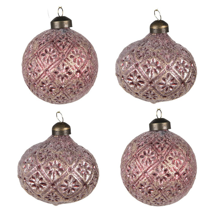 Weihnachtskugeln Ø 8x8 cm / Glas / 4er-Set