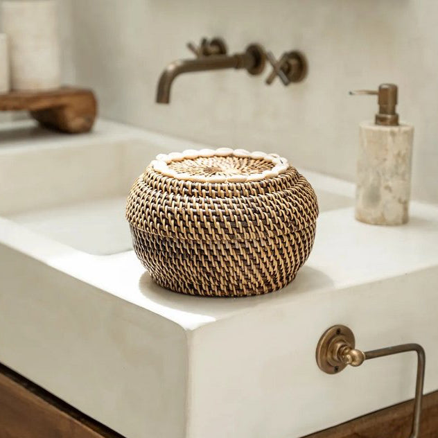 COLONIAL PEEK-A-BOO Korb - Dekokorb mit Deckel - Naturbraun - S