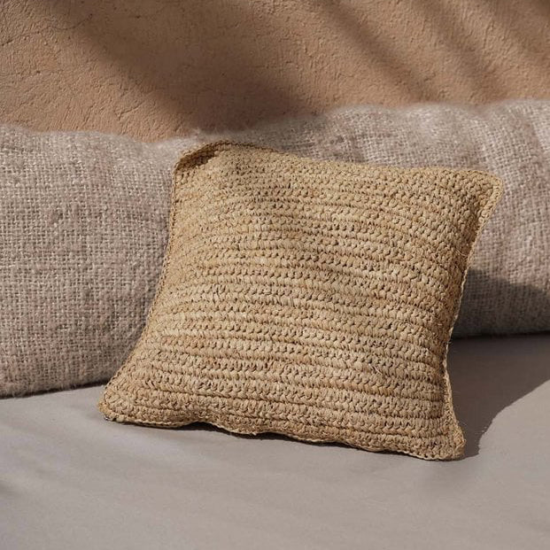 RAFFIA FLORES Kissenbezug - Bast Natur 40x40