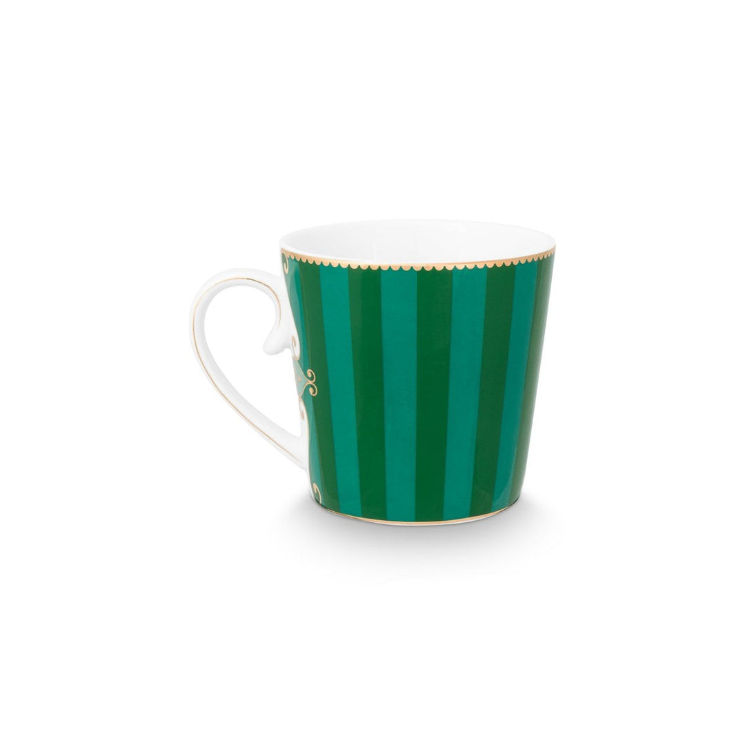 Tea for One LOVE BIRDS MEDALLION Stripes GREEN