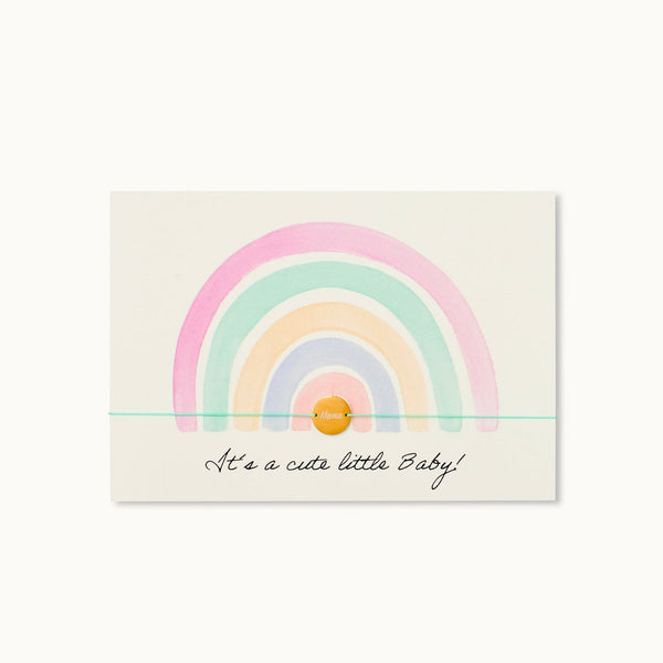 Grußkarte mit Armband: It´s a cute little Baby! - Rainbow