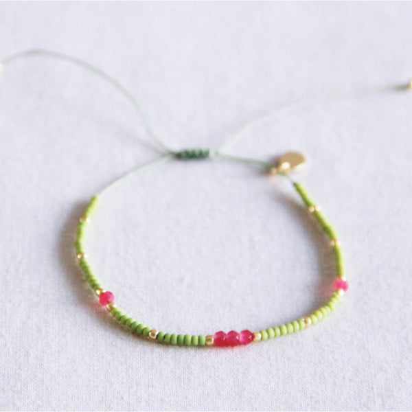 Armband - Miyuki - Facetten Grün/Kirschrot