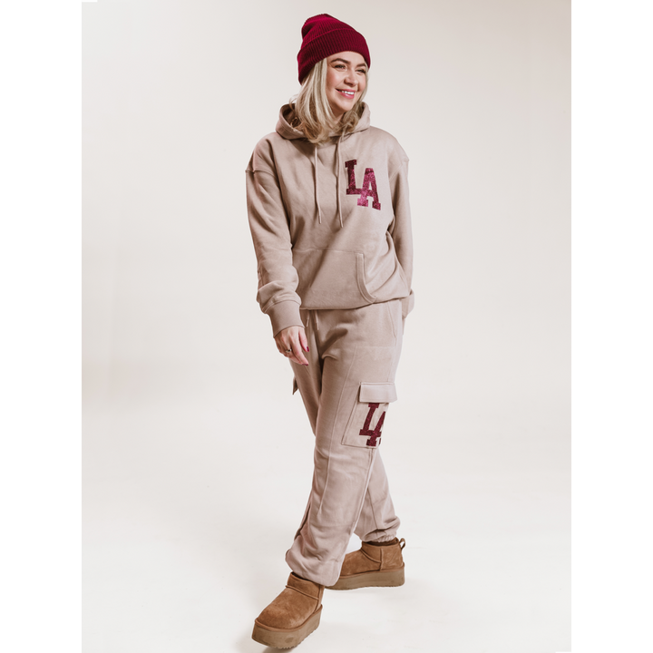 Limitierte Jogger Cargo Los Angeles Bordeaux Glitzer