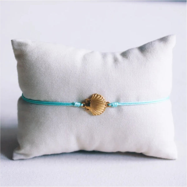 Armband - Satinband Charm Gold SHELL - Mint