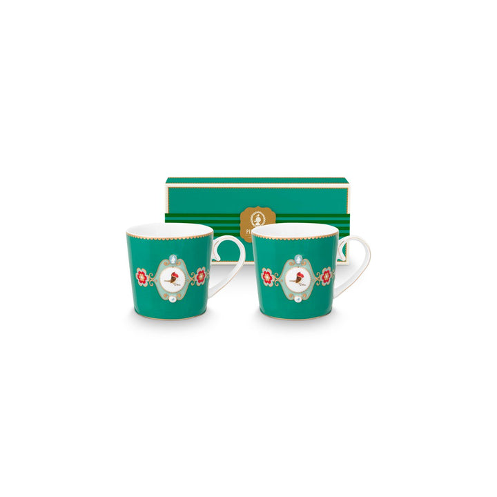 Tassen klein 2er-Set LOVE BIRDS MEDALLION GREEN