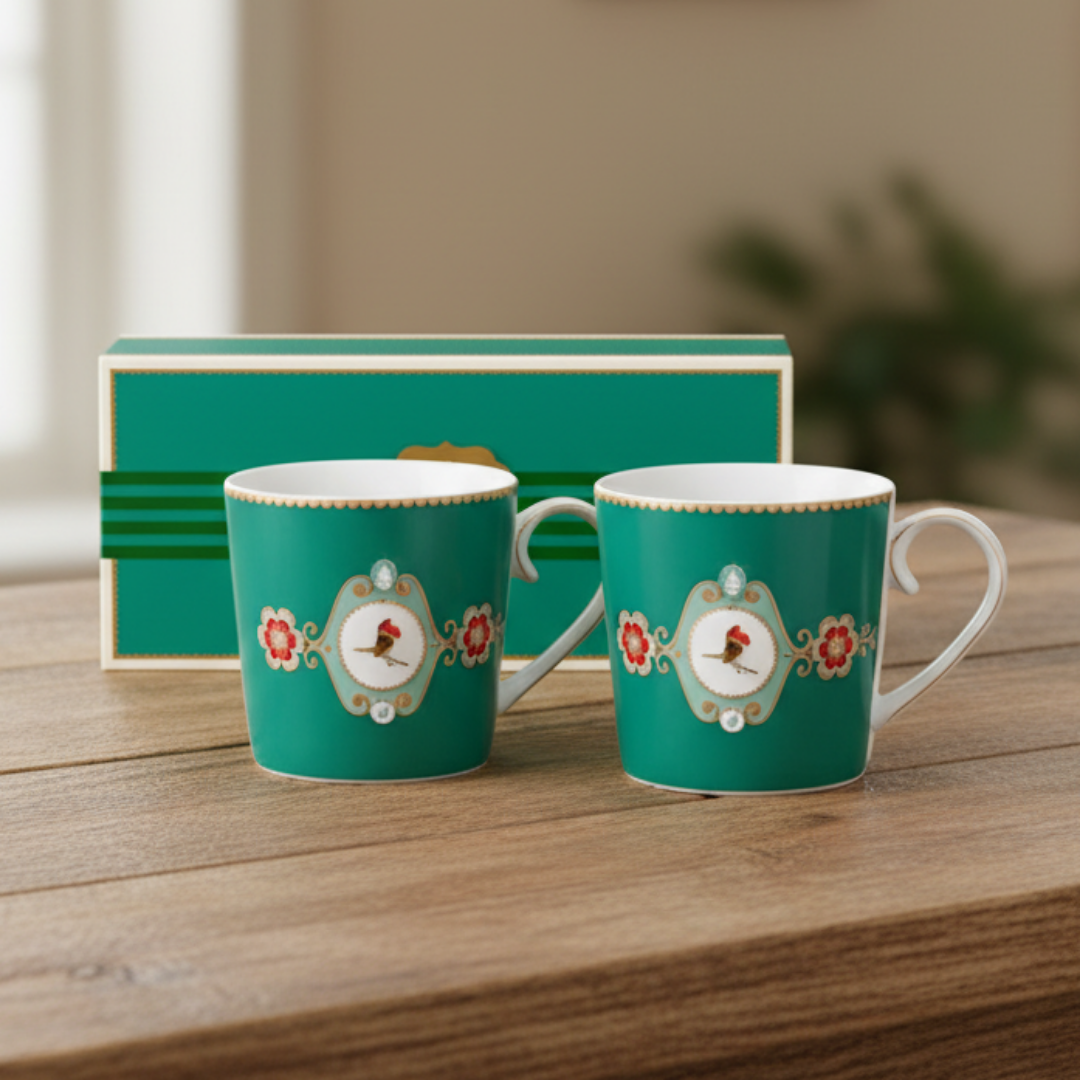 Tassen klein 2er-Set LOVE BIRDS MEDALLION GREEN