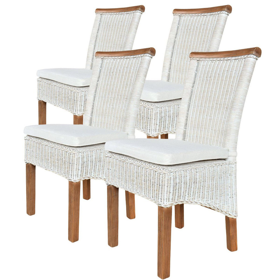 Esszimmer Stühle PERTH - Korbstühle - Rattan - 4er-Set Weiß
