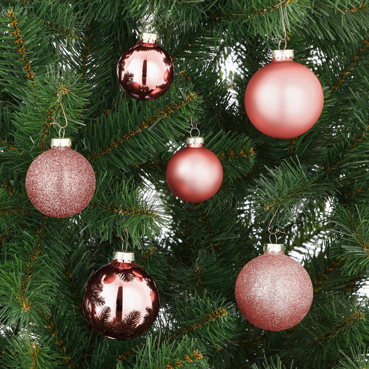 Weihnachtskugeln Set - 26 Stück - Ø7 cm - Glas - Rosa
