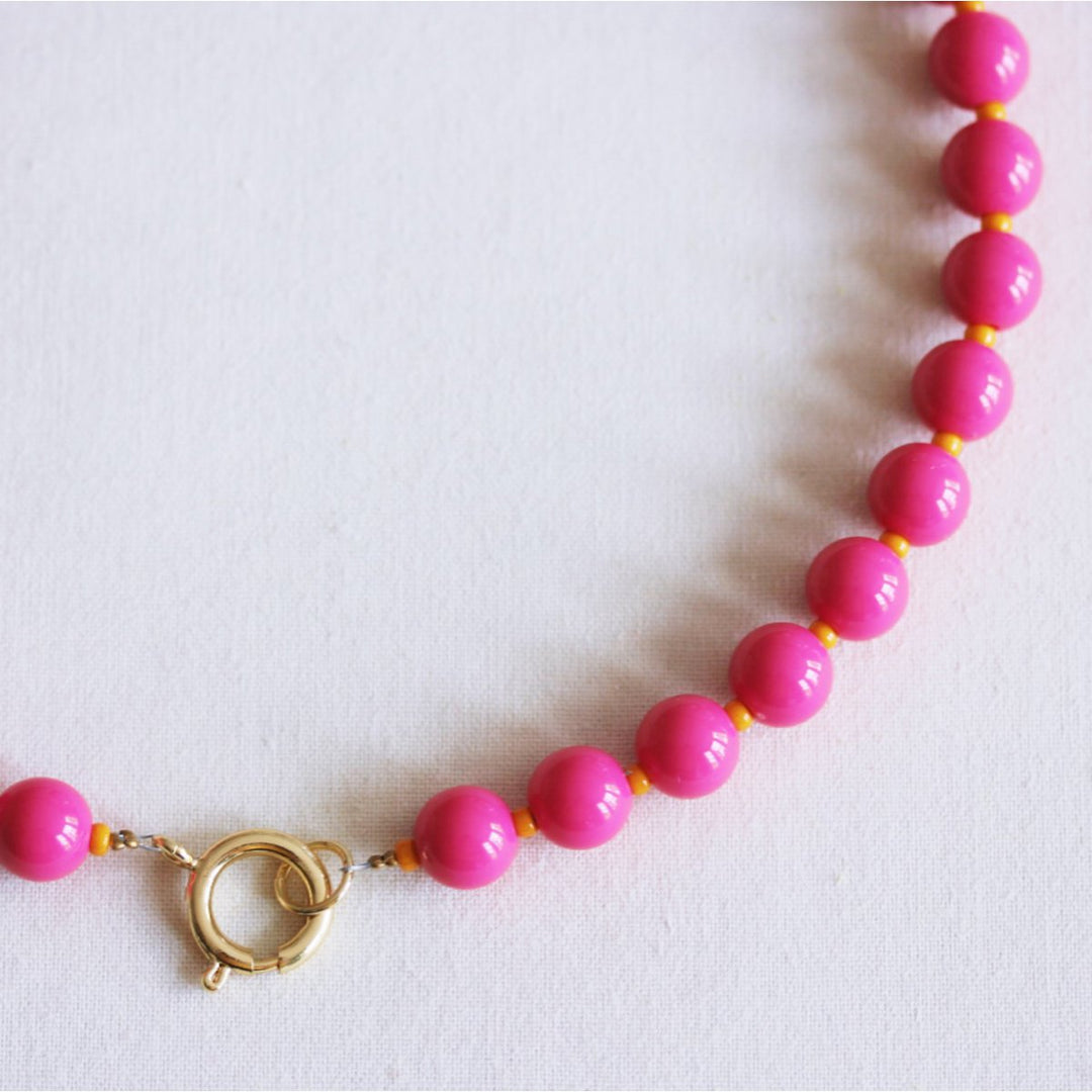 Halskette - Miyuki-Perlenkette XL - Fuchsia/Orange