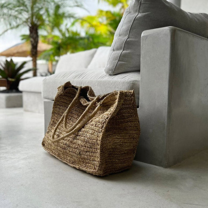 TI AMO Tasche - Shopper - große Schultertasche aus Raffia-Bast