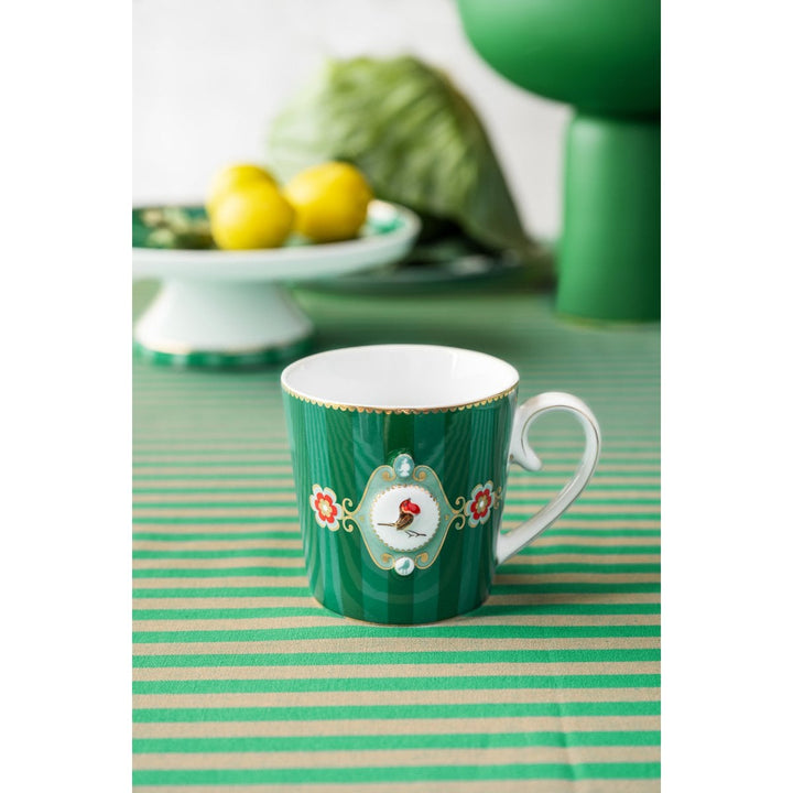 Tassen groß 2er-Set LOVE BIRDS MEDALLION Stripes GREEN