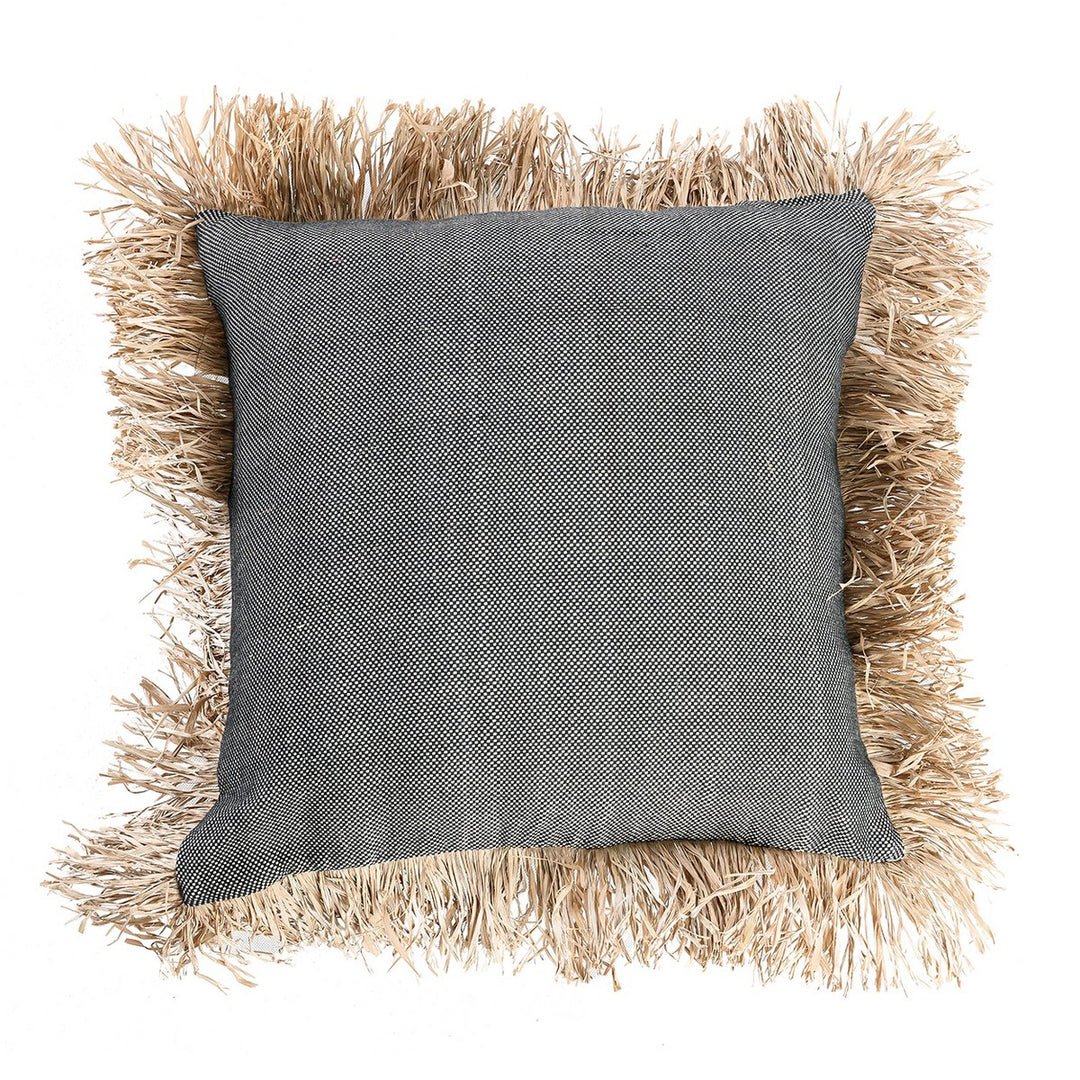 COTTON BONITA Kissenbezug - Baumwolle mit Raffia Fransen 60x60