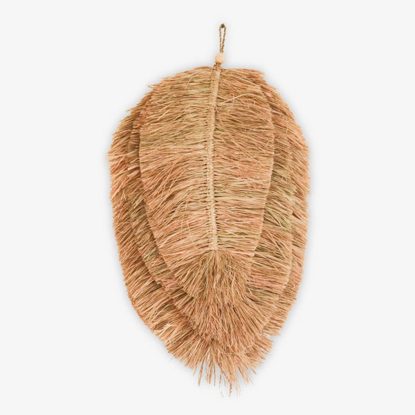 Handgefertigte Boho Wanddeko TIPIN - Deko Tischmatten - Tropische Blattform aus Bast