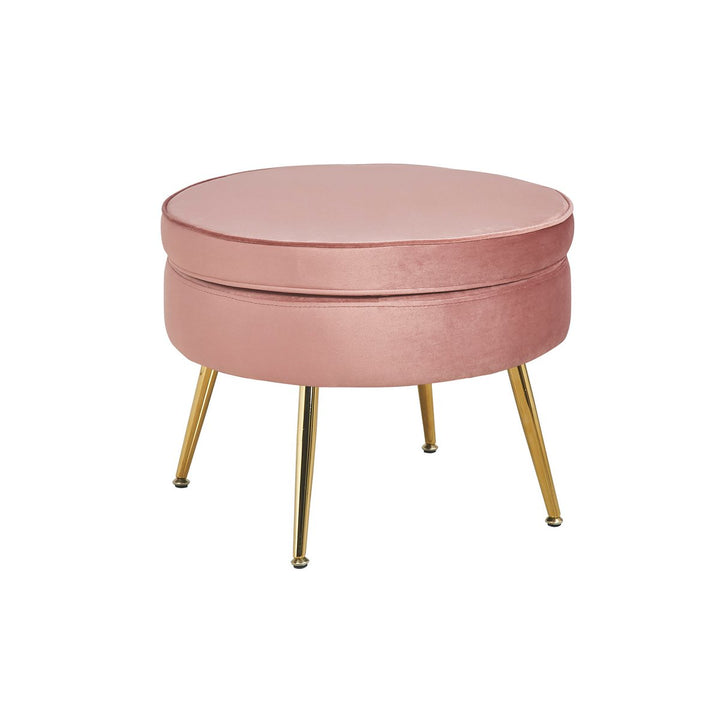 Hocker ARIELLE - Sitzpouf - Rund Samt Rose