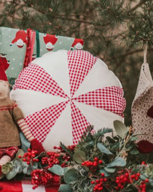 CANDY Patchwork-Kissen / Rot kariert