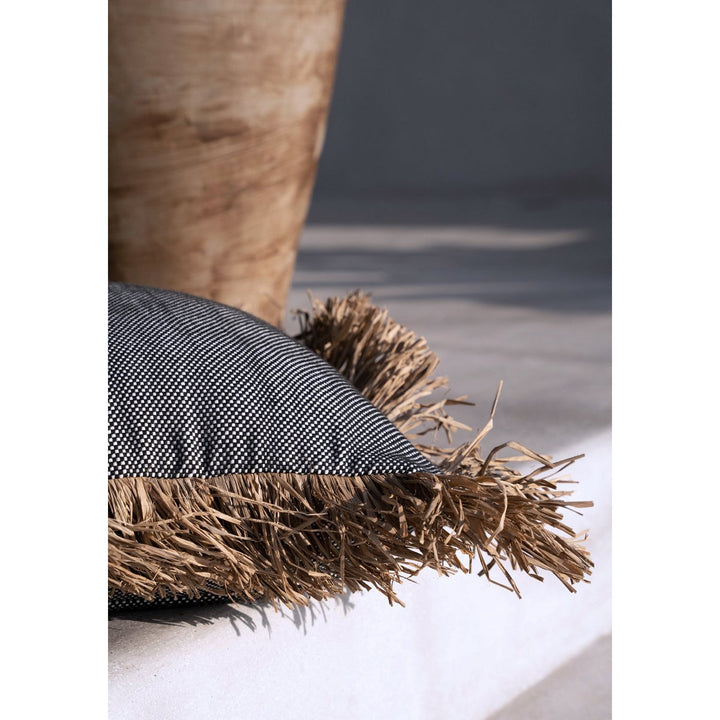 COTTON BONITA Kissenbezug - Baumwolle mit Raffia Fransen 40x40