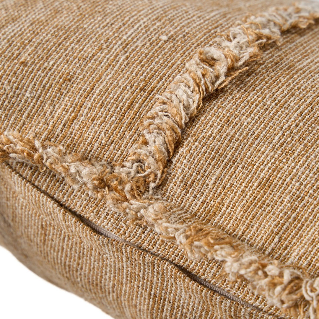 SAHARA FRINGE Kissenbezug mit Fransen - Leinen Naturbraun 50x50