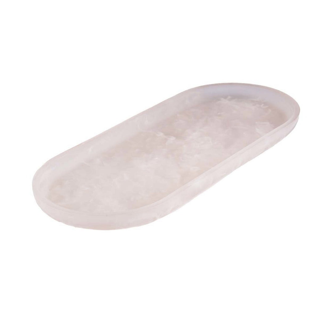 RESIN ORGANIC PLATE oval - Rosa Weiß