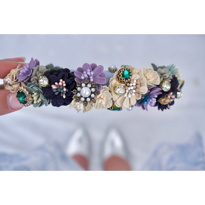 Haarkranz Blumen Haarreif HELLBLAU