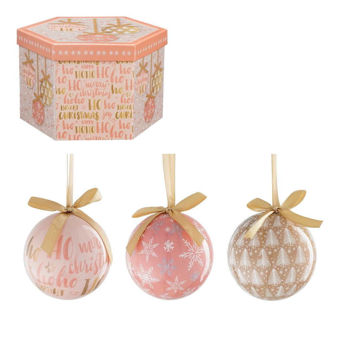 Geschenkset Weihnachtskugeln – 14 Stück – Ø8 cm – Pfirsich, Rosa