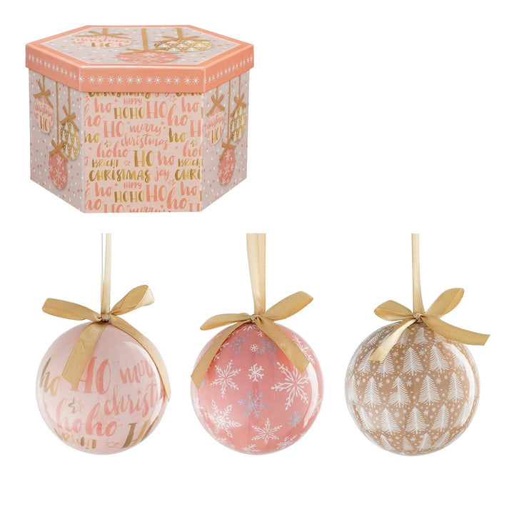 Geschenkset Weihnachtskugeln – 14 Stück – Ø8 cm – Pfirsich, Rosa