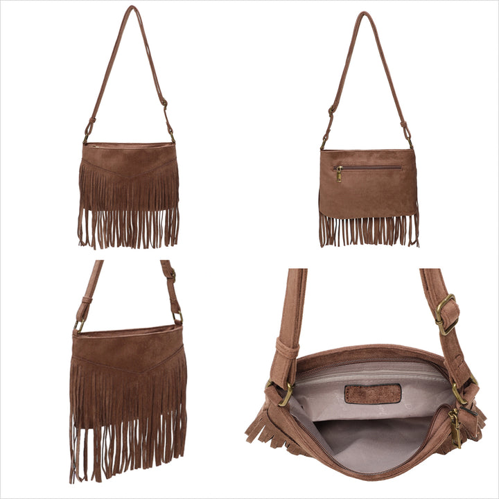 Hippie Fransentasche - Boho Handtasche - Umhängetasche - Wildleder Tasche in 6 Farben