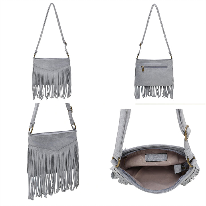 Hippie Fransentasche - Boho Handtasche - Umhängetasche - Wildleder Tasche in 6 Farben
