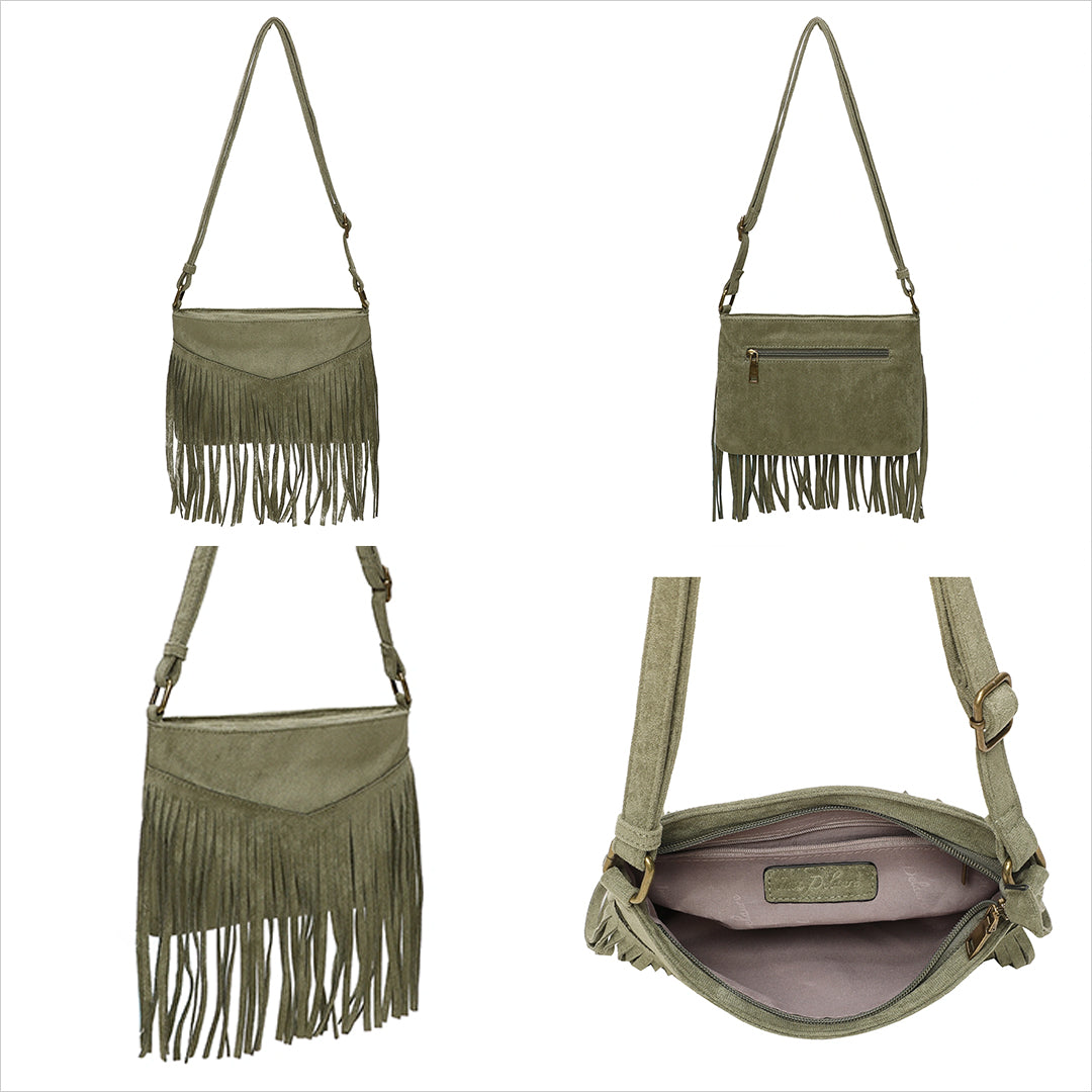 Hippie Fransentasche - Boho Handtasche - Umhängetasche - Wildleder Tasche in 6 Farben