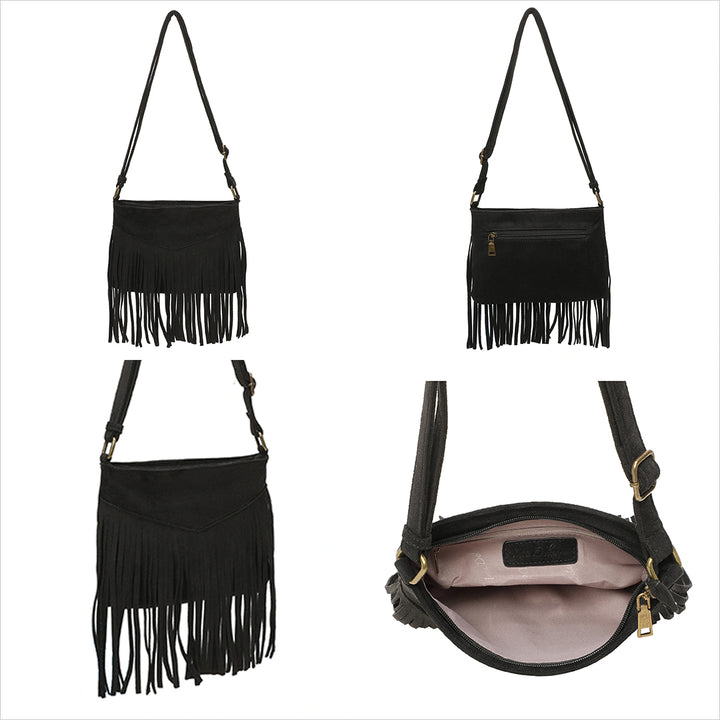 Hippie Fransentasche - Boho Handtasche - Umhängetasche - Wildleder Tasche in 6 Farben