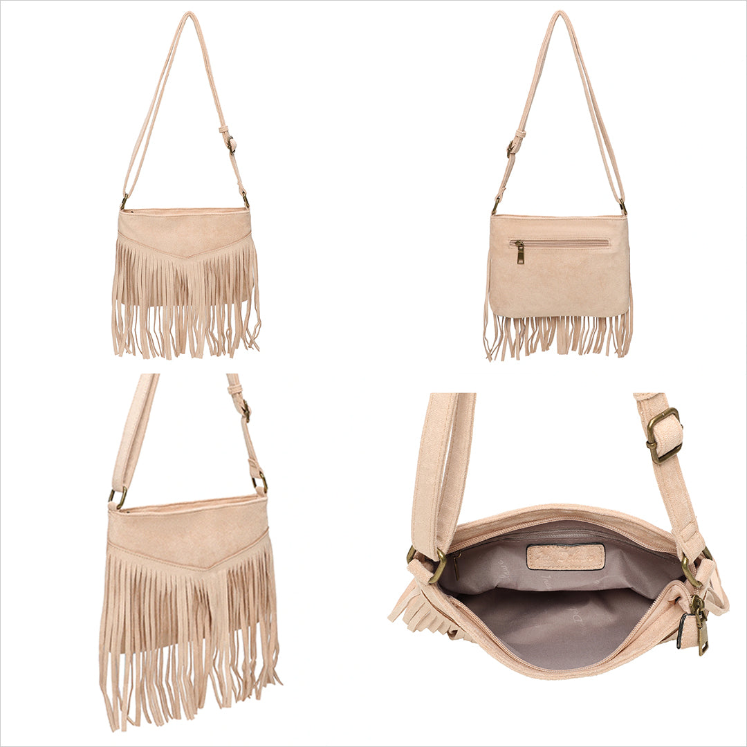 Hippie Fransentasche - Boho Handtasche - Umhängetasche - Wildleder Tasche in 6 Farben