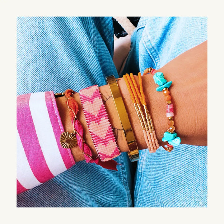 Armband - Miyuki - Colorblock Lachs/Orange/Gold