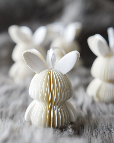 Ostern Hase - Dekoanhänger 7cm - Honeycomb - Papier weiss o. braun