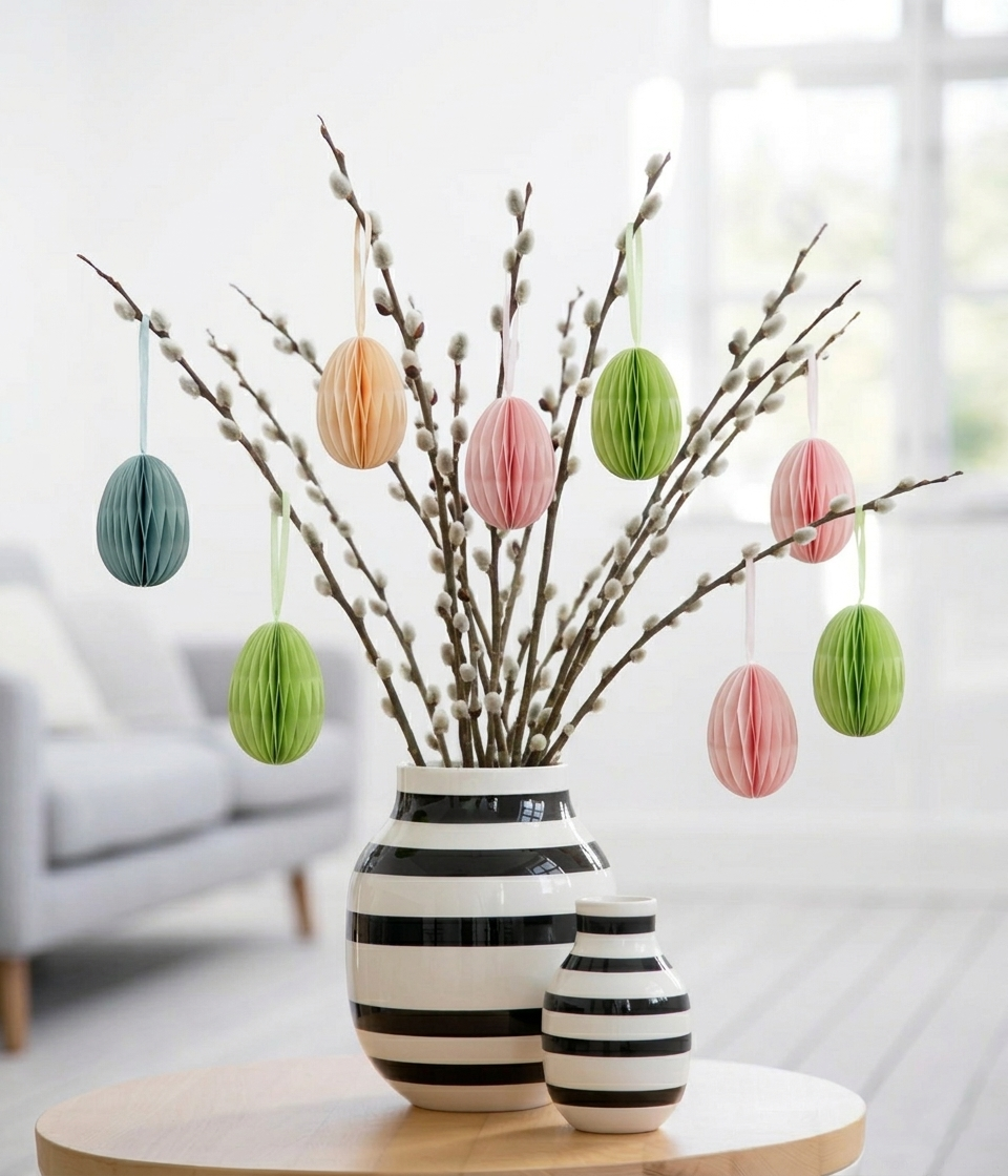 Ostern Ei - Dekoanhänger 7cm - Honeycomb - Papier div. Farben