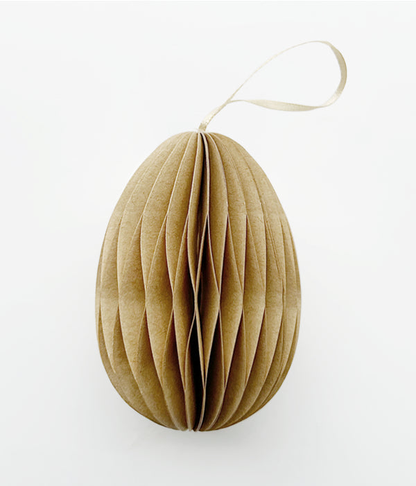 Ostern Ei - Dekoanhänger 10cm - Honeycomb - Papier craft/caramel