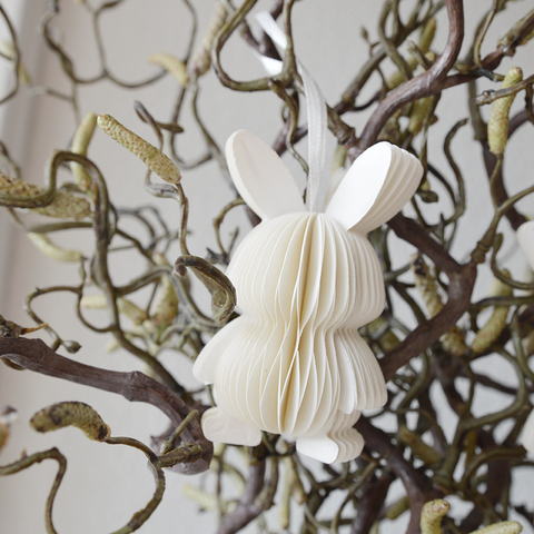 Ostern Hase - Dekoanhänger 7cm - Honeycomb - Papier weiss o. braun