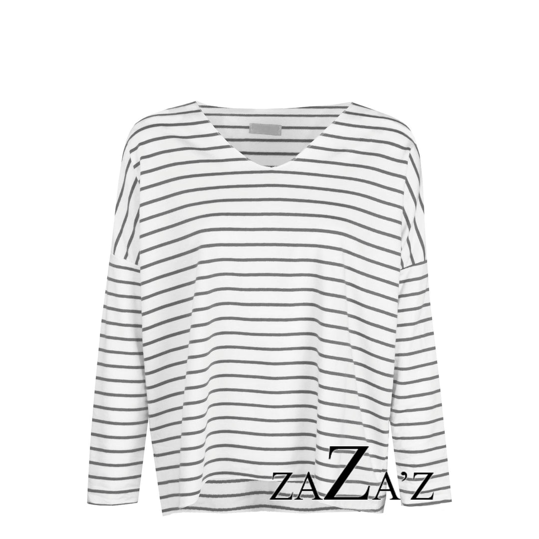 Shirt - weiß-grau gestreift