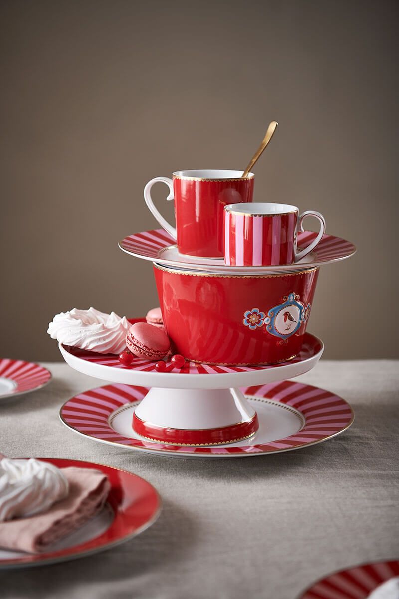 Mini Cake Tray LOVE BIRDS Stripes RED 24cm
