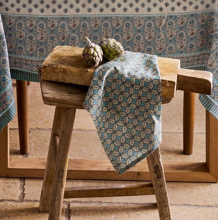 Servietten 4er-Set BLOOMING TALES Khaki-Blue 40x40cm