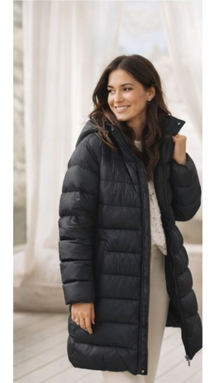 Mantel / lange Jacke - Steppmantel - schwarz - 3 Größen