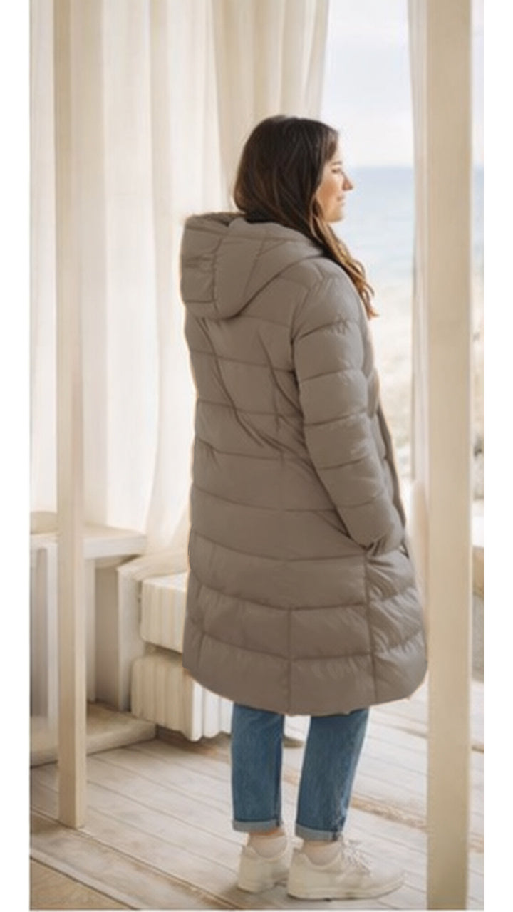 Mantel / lange Jacke - Steppmantel - beige - 3 Größen