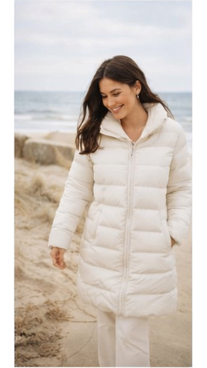 Mantel / lange Jacke - Steppmantel - creme - 3 Größen