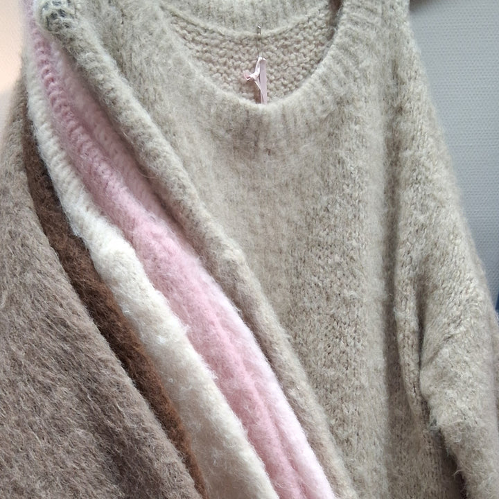 Longpullover - Boucle Pullover - Pulloverkleid - Strickkleid - div. Farben
