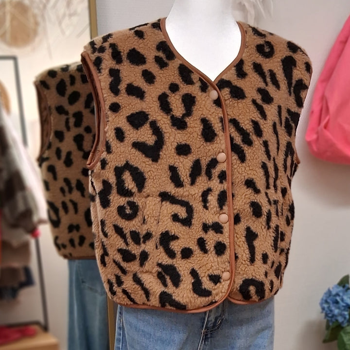 Weste TEDDY - Leoprint in braun/schwarz - 2 Varianten