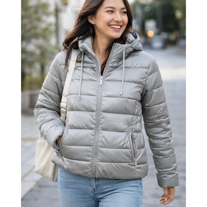 Jacke - Steppjacke - Pufferjacke - grau-silber - 3 Größen