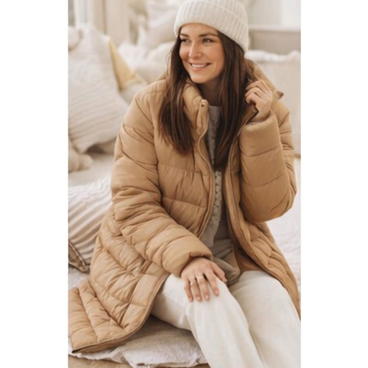 Mantel / lange Jacke - Steppmantel - hellbraun - 3 Größen