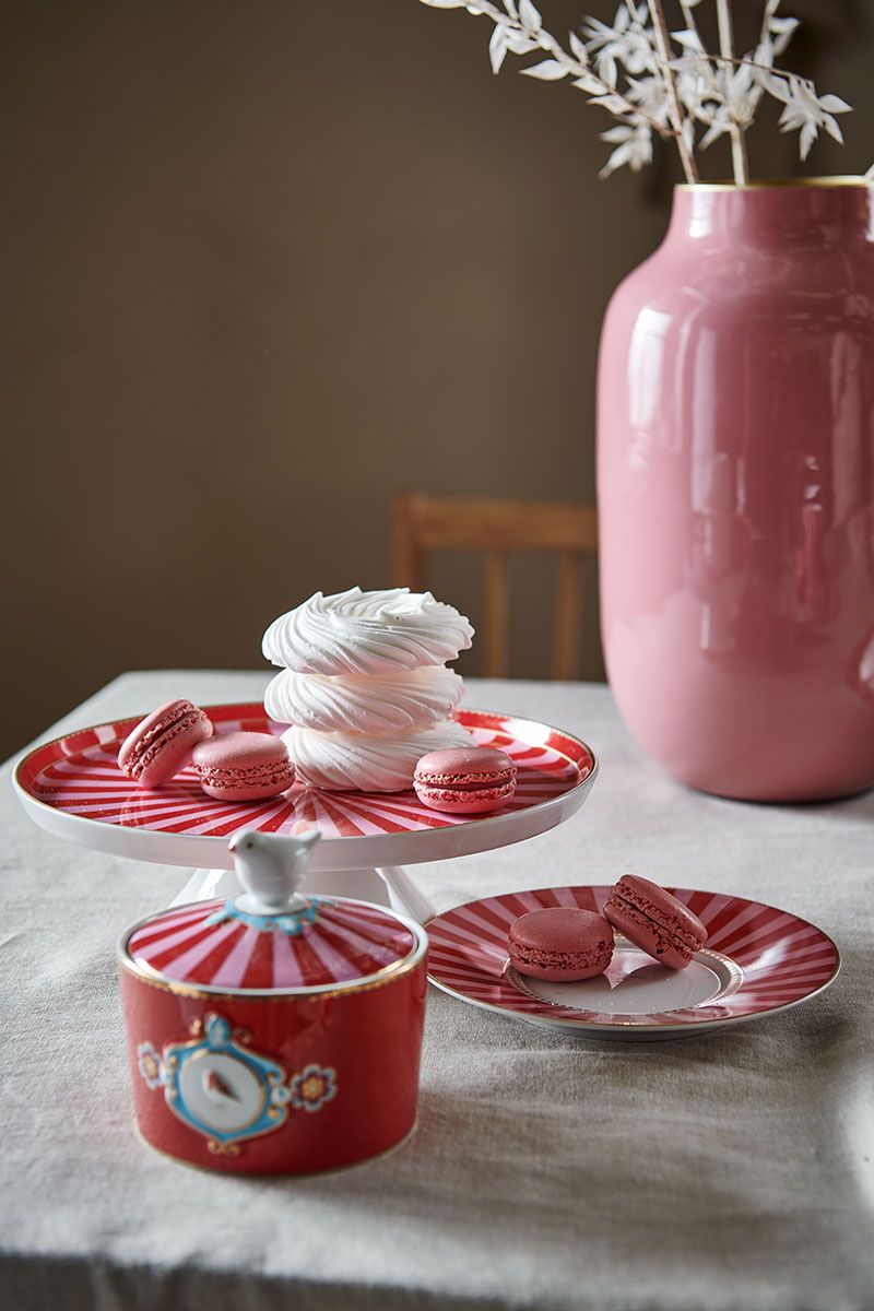Mini Cake Tray LOVE BIRDS Stripes RED 24cm