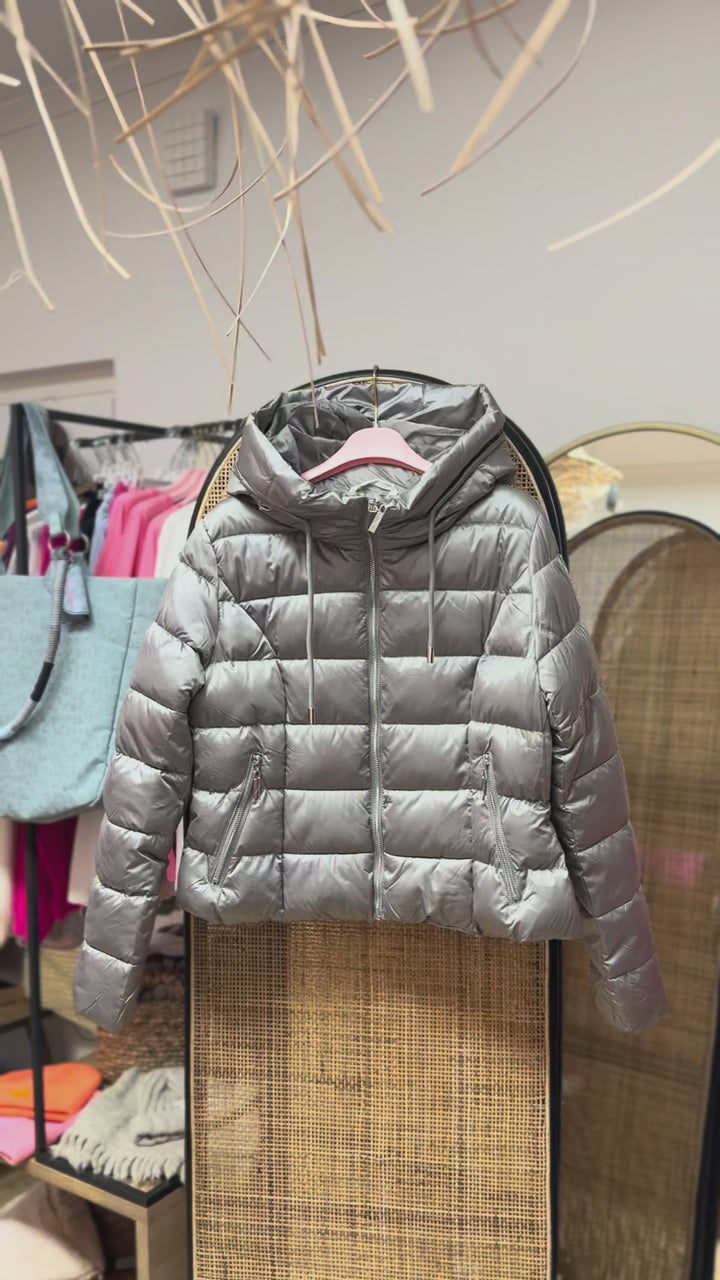 Jacke - Steppjacke - Pufferjacke - kurz, grau - S/M