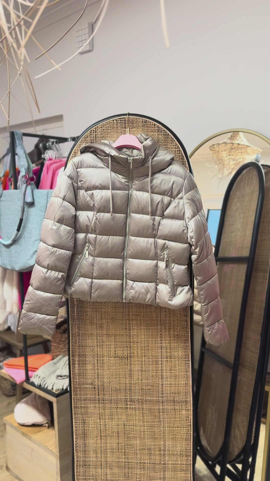 Jacke - Steppjacke - Pufferjacke - kurz, beige - S/M