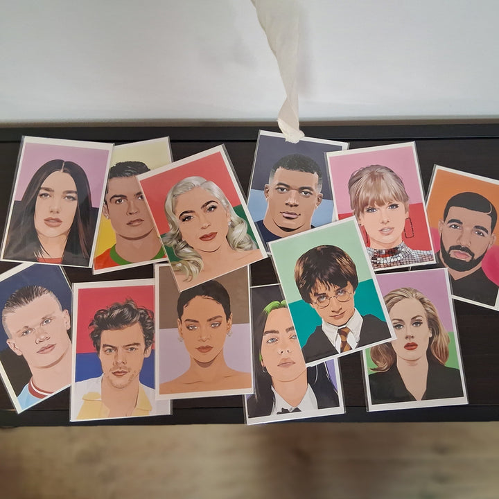 Postkarte mit Umschlag - Portrait Popkultur Künstler im Pop-Art Stil